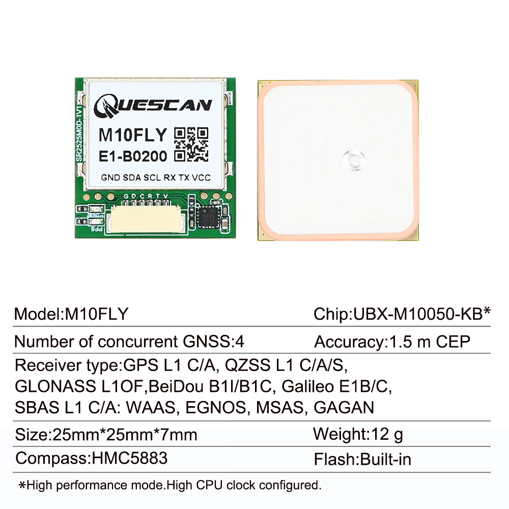 Quescan 25mm*25mm M10FLY 10Hz  - Drone Gps Module 리뷰 및 가격